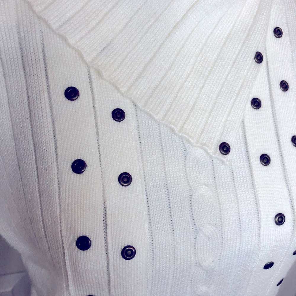 Carol rose cream studded detail folded over collar detail pullover sweater - Picture 2 of 6